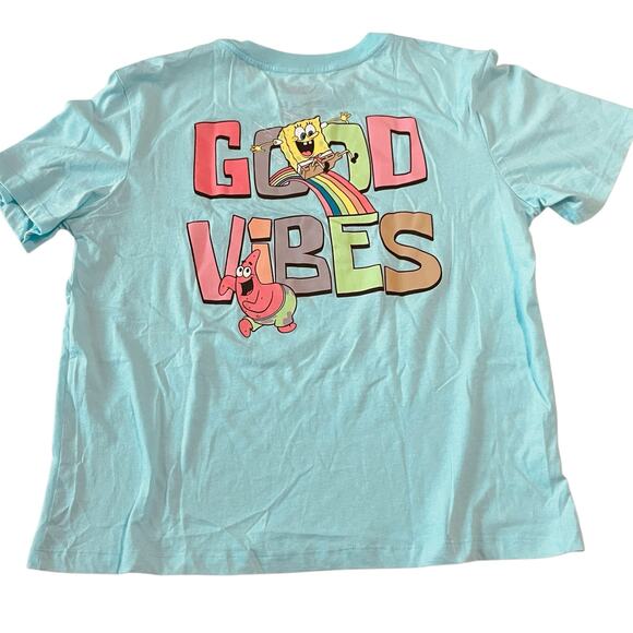 SpongeBob SquarePants BFF GOOD VIBES Womens Size XXL (20) Aqua Blue T-Shirt - Picture 4 of 10